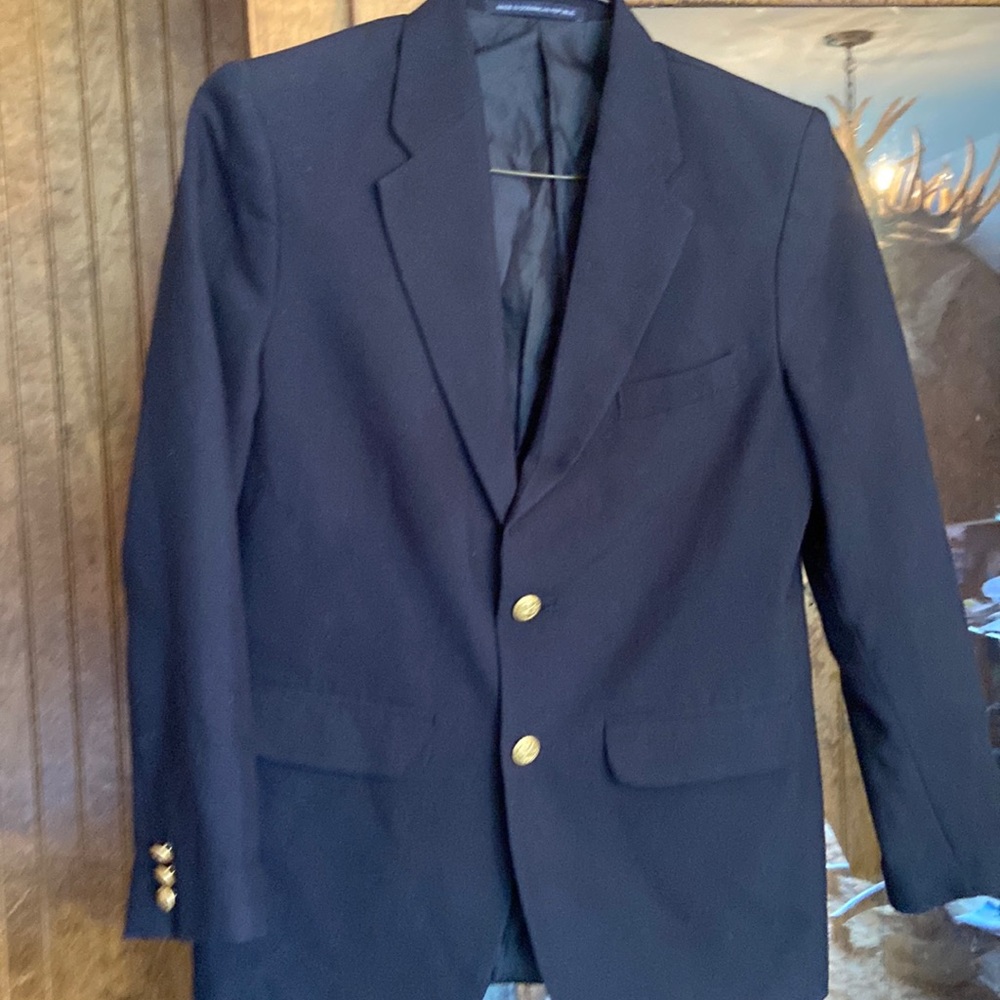 Boys Dillards navy sport coat gold buttons size 14